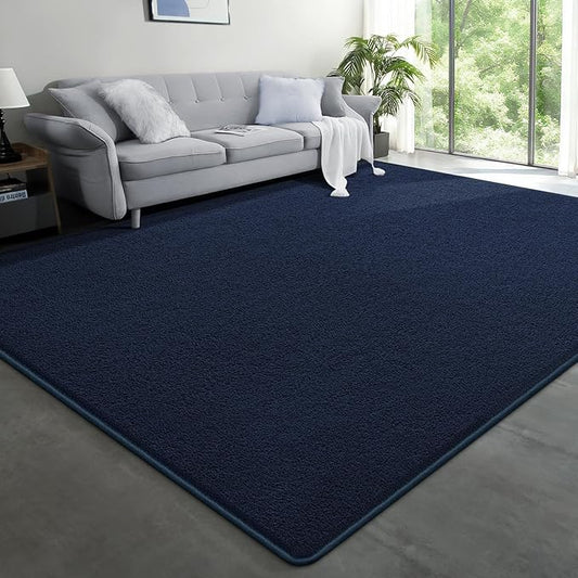 Area Rugs for Bedroom Living Room, Navy Blue 4x6 Thickened Memory Foam Washable Rugs, Modern Non-Slip Ultra Soft Minimalist Solid Indoor Carpets for Boys Girls Nursery Room Décor