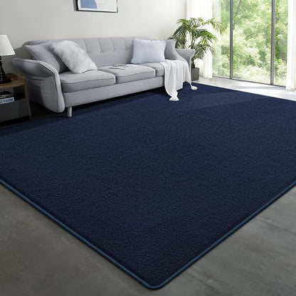 Large Modern Area Rugs for Living Room Bedroom, 6x9 Feet Navy Blue Ultra Soft Solid Thickened Memory Foam Indoor Minimalist Carpets, Non-Slip Comfy Rugs for Boys Girls Nursery Kids Room Home Décor