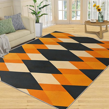 4x5 Geometric Indoor Outdoor Rug - Diamond Shape Pattern Bedside Rug, Modern Minimalism Washable Entry Way Rugs Kids Carpet for Inside House Playroom Living Room End Table Nursery