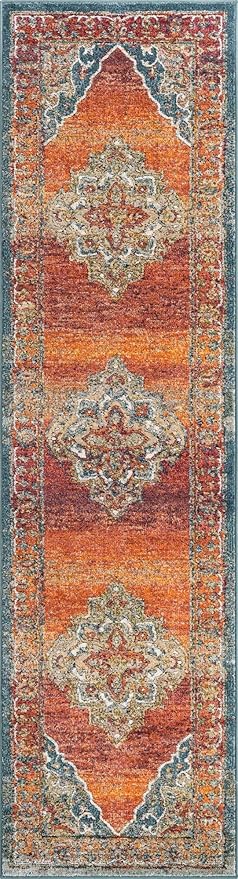 Unique Loom Isabella Collection Area Rug - Rossellini (2' 7" x 10' Runner, Rust Red/ Beige)