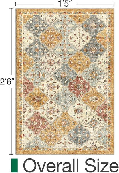 LUMI Indoor Door Mat 17x30, Washable Low Pile Entry Rug with Non-Slip Rubber Backing, Durable Welcome Mat for Entryway, Hallway, Patio, or Porch
