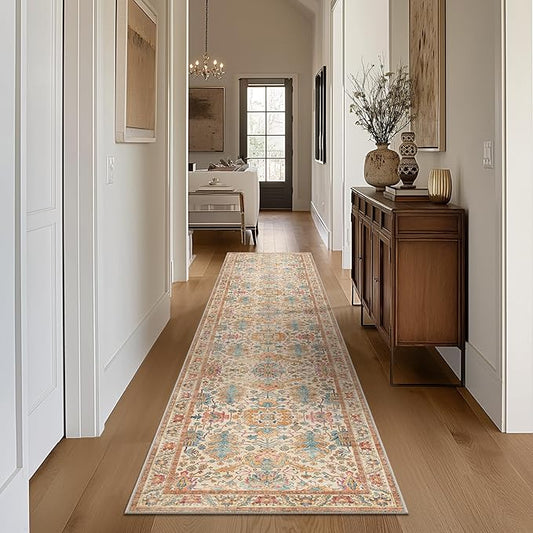 Bavni Bedroom Rug Runners for Hallways, Washable Runner Rug 2x10, Low Pile Non-Slip Indoor Throw Carpet for Bedroom Laundry Room, Turmeric