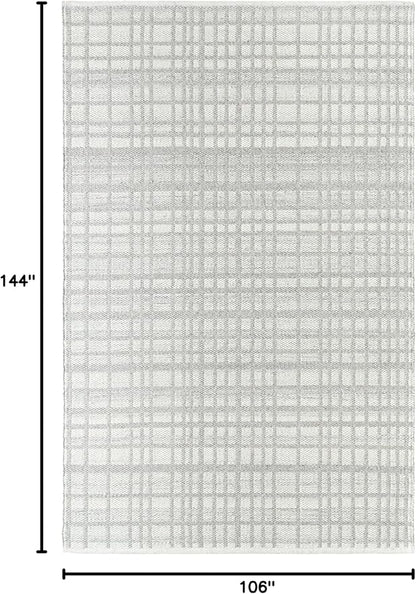 Mark&Day Wool Rugs, 9x12 Ishaq Solid and Border Light Grey Area Rug, Grey Ivory Carpet for Living Room, Bedroom or Kitchen (8'10" x 12')