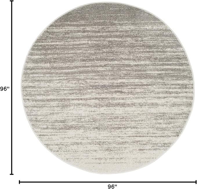 SAFAVIEH Adirondack Collection Area Rug - 8' Round, Light Grey & Grey, Modern Ombre Design, Non Shedding & Easy to Clean, Ideal for Living Room, Bedroom, Office, Dining Space (ADR113C)