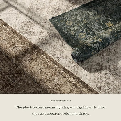 Lahome Boho Green 8x10 Area Rugs Living Room Rugs,Washable Bedroom Rug 8x10 Under Bed,Distressed Soft Non Slip Low Pile Indoor Dining Room Rug for Home Office Playroom(8'x10',Green)