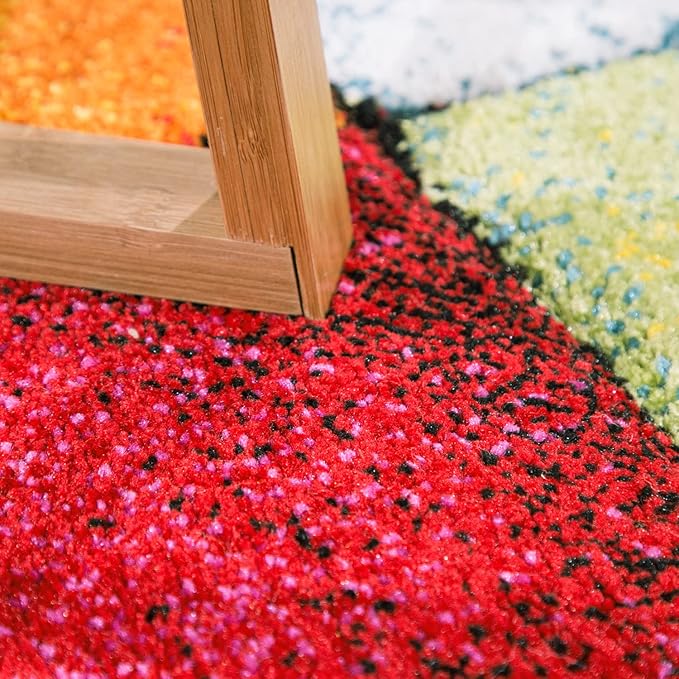 Paco Home Colorful Living Room Rug Checkered Design with Squares Multicolor, Size: 5'3" x 7'7"