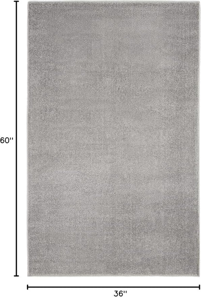 Nourison Home Nourison Essentials Silver Grey 3' x 5' Area Rug - Easy Clean, Non Shedding, Bed Room, Living Room, Dining Room, Kitchen (3' x 5')