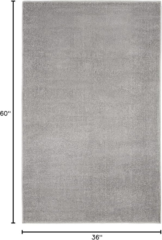 Nourison Home Nourison Essentials Silver Grey 3' x 5' Area Rug - Easy Clean, Non Shedding, Bed Room, Living Room, Dining Room, Kitchen (3' x 5')