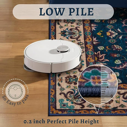 Tangsoo 2x3 Washable Rugs for Entryway, Small Area Vintage Floral Rug Non-Slip Soft Low Pile Rugs, Small Carpet Door Mat, Front Door Indoor Throw Rug for Entrance Kitchen Entry, Home Decor Navy Blue