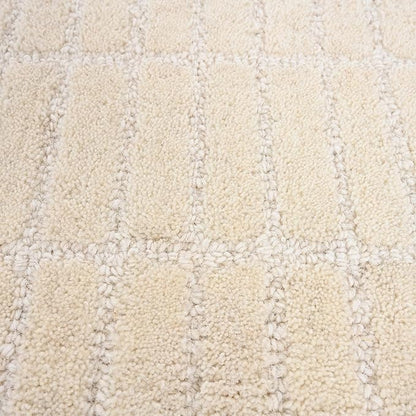 Hand-Tufted 100% Wool Area Rug – Unique Modern Geometric Grid Pattern, Soft Plush Textured Carpet for Living Room, Bedroom, Dining Room & Entryway (Beige, 2.6' x 12')