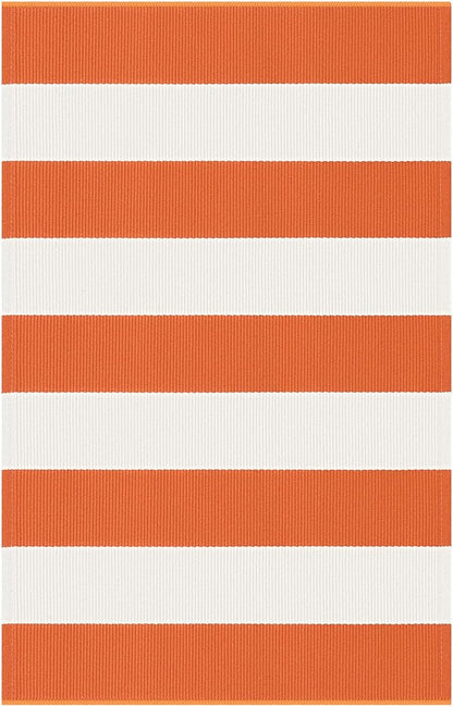 KOZYFLY Orange and White Striped Rug Doormat 2x3 Ft Halloween Fall Cotton Woven Washable Indoor Outdoor Rugs for Layered Door Mats Porch/Kitchen/Farmhouse