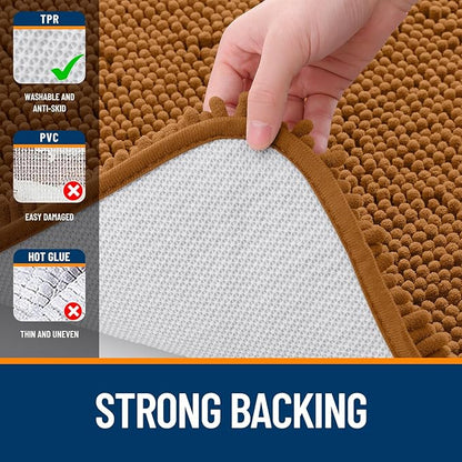 OLANLY Bathroom Rugs 30x20, Extra Soft Absorbent Chenille Bath Rugs, Rubber Backing Quick Dry, Machine Washable Bath Mats for Bathroom Floor, Tub and Shower, Home Decor Accessories, Ochre