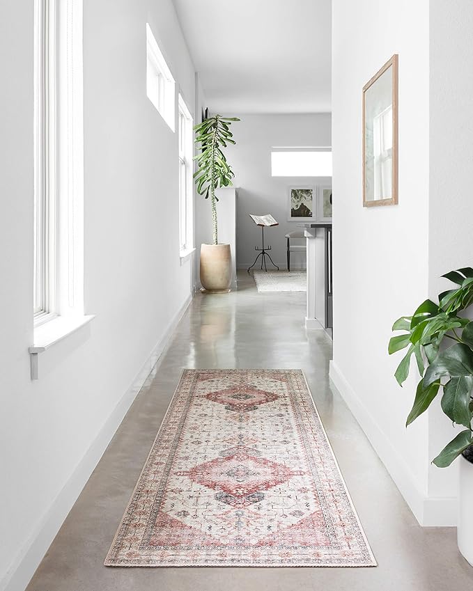 Loloi Skye Collection SKY-02 Ivory/Berry 2'-6" x 10'-0" Runner Rug