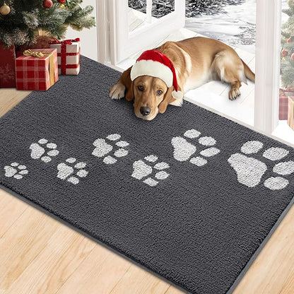 Timo Indoor Door Mat, Front Door Mat 32"x40" Non-Slip Rubber Backing Absorbent Resist Dirt Entrance Rug, Washable Low-Profile Inside Entry Door Rugs for Entryway, Dog Door Mats, Grey
