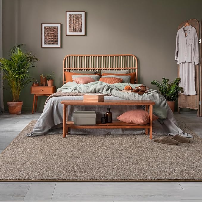 AROGAN Washable 6×9 Living Room Rug, Modern Area Rugs with Soft Memory Foam for Bedroom, Minimalist Non-Slip Indoor Floor Carpet for Dining Room Office Kids Playroom Decor, Matte Brown