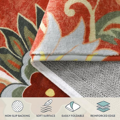 Lahome Floral Hallway Runners - 2x8 Runner Rug Non-Slip Lightweight Kitchen Non-Skid Washable Throw Entryway Rugs Indoor, Paisley Print Christmas Carpet for Bathroom Bedroom