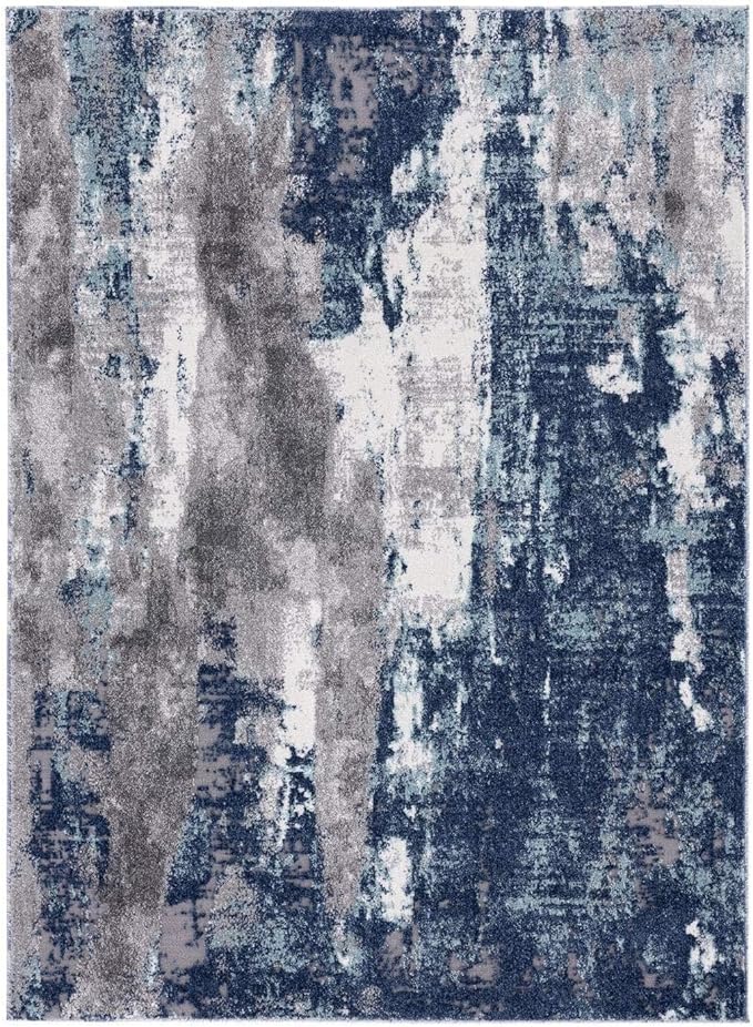LUXE WEAVERS Euston Collection D.Blue-L.Blue 2x7 Modern Abstract Area Rug
