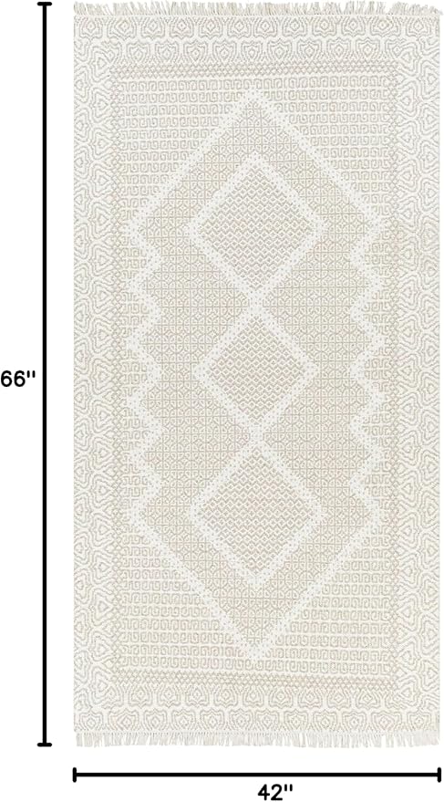 Mark&Day Wool Rugs, 4x6 Nishnabotny Cottage Medium Beige Area Rug, Beige Carpet for Living Room, Bedroom or Kitchen (3'6" x 5'6")
