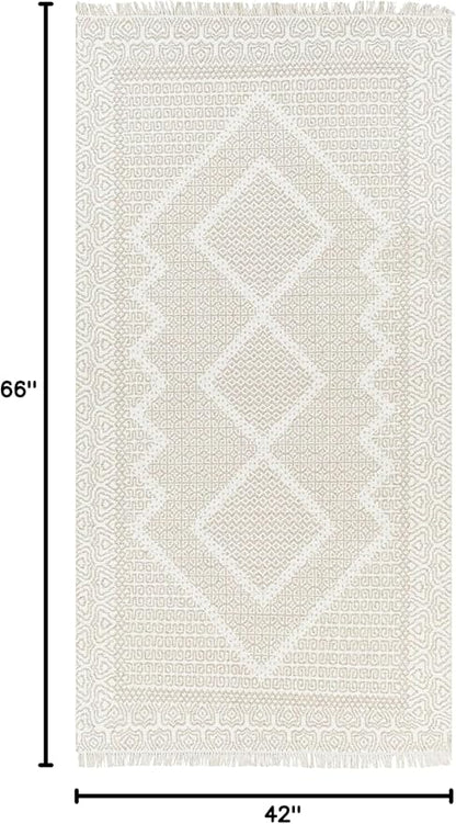 Mark&Day Wool Rugs, 4x6 Nishnabotny Cottage Medium Beige Area Rug, Beige Carpet for Living Room, Bedroom or Kitchen (3'6" x 5'6")