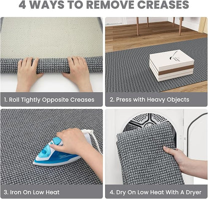 Braided Runner Rug 2x12 Ft Washable Runners for Hallways Non Slip Rubber Backed Kitchen Runners Cotton Extra Long Entryway Runner Indoor, Woven Carpet for Hall Entryway, Dark Grey/Grey