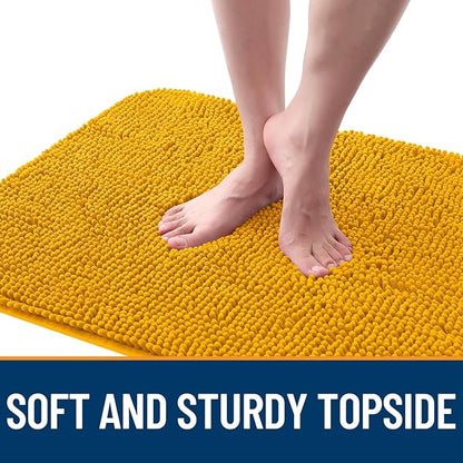 OLANLY Dog Door Mat for Muddy Paws 44x24, Absorbs Moisture and Dirt, Absorbent Non-Slip Washable Doormat, Quick Dry Chenille Mud Mat, Entry Indoor Entryway Carpet for Inside Floor, Golden Yellow