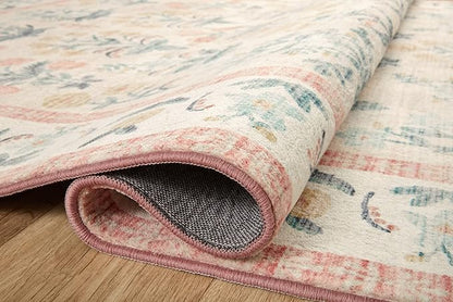 Loloi Rifle Paper Co. Eden Collection EDE-01 Mughal Rose Blush 3'-6" x 5'-6" Accent Rug feat. CloudPile™