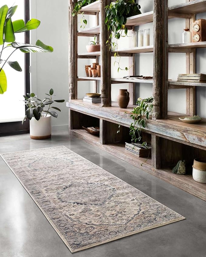 Loloi Teagan Collection TEA-01 Natural/Lt. Grey 5'-3" x 7'-6" Area Rug, Large, Soft Neutral Rug, High-Traffic for Living Room, Bedroom, Home Office, Dining Area
