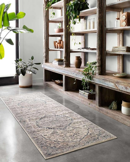 Loloi Teagan Collection TEA-01 Natural/Lt. Grey 2'-8" x 13' Runner Rug, Large, Soft Neutral Rug, High-Traffic for Living Room, Bedroom, Home Office, Dining Area
