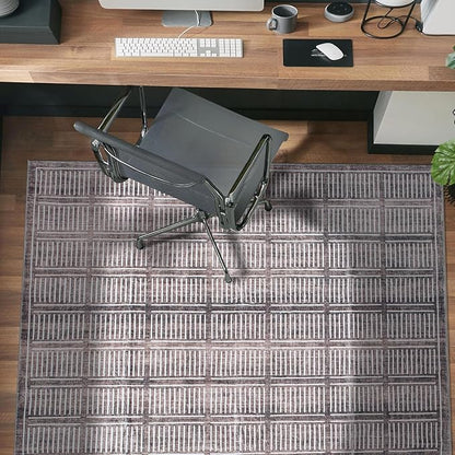 Rugshop Bohemian Stripe Lines Washable Non Slip Area Rug 5' x 7' Brown
