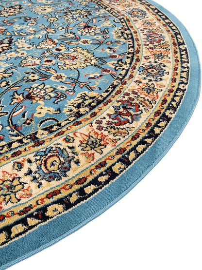 Unique Loom Sialk Hill Collection Area Rug - Washington (7' 10" Round Light Blue/Navy Blue)
