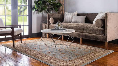 Unique Loom Voyage Collection Traditional Oriental Classic Intricate Design Area Rug (8' 0 x 10' 0 Rectangular, Light Blue/Gold)
