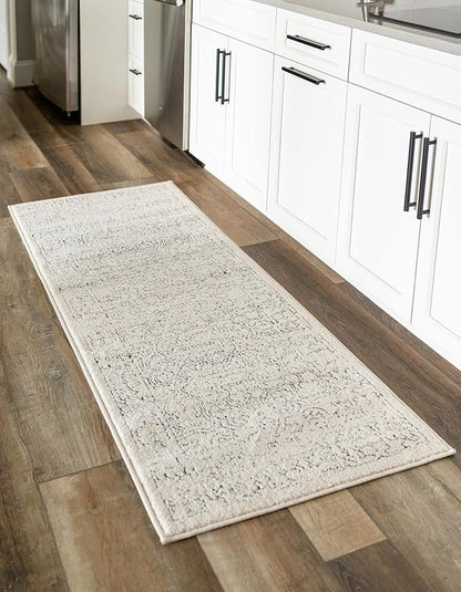 Unique Loom Isabella Collection Area Rug - Adjani (2' 7" x 10' Runner, White/ Blue)