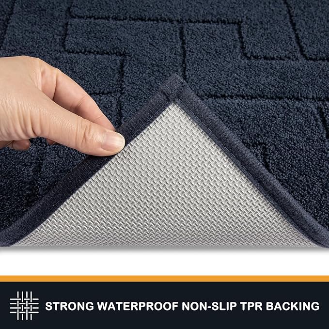 PURRUGS Dirt Trapping Door Mat 20" x 31.5", Non-Slip Machine Washable Entry Rug, Shoe Scraper, Dog Doormat, Super Absorbent Welcome Mat for Front & Back Door, Muddy Wet Shoes & Paws, Navy Blue