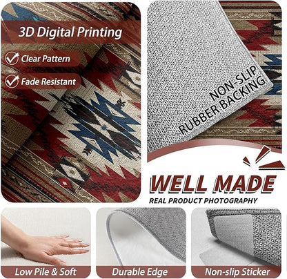 Navajo Rugs for Living Room - 5x6ft - Southwestern Tribal Ethnic Rustic Cabin Rug for Bedroom Non Slip Low Pile Machine Washable Area Rugs, Navajo Carpets House Decor & Gifts