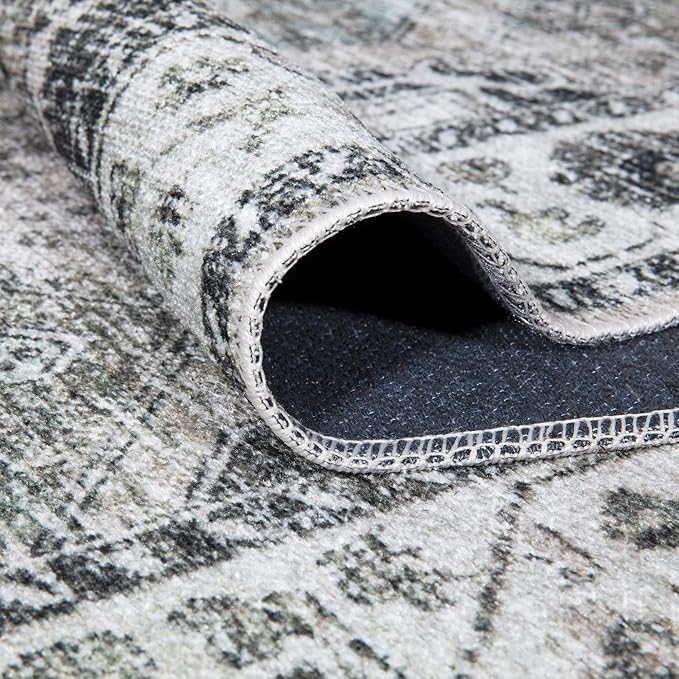 Bloom Rugs Caria Washable Non-Slip 6x9 Rug - Beige/Olive Traditional Area Rug for Living Room, Bedroom, Dining Room, and Kitchen - Exact Size: 6' x 9'