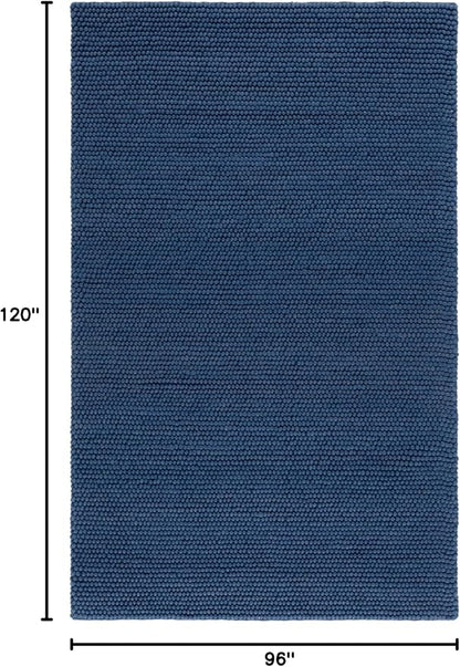 SAFAVIEH Area Rug 8x10 - Natura Collection - Large - Navy & Blue, Handmade Wool Blend, Textured Design, Ideal for Living Room, Bedroom, Dining Space (NAT620M)
