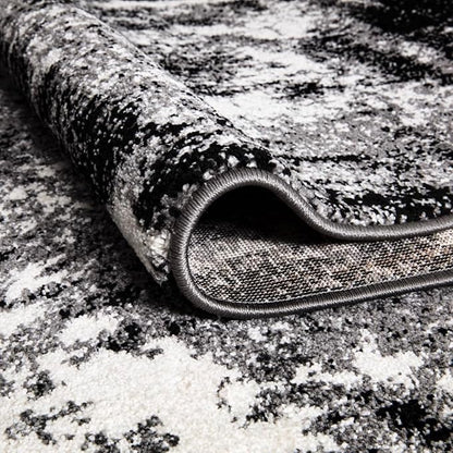 Keen Home Design Area Rugs - 5x8 Non-Shedding, Abstract Rugs for Kitchen, Living Room, Bedroom, Dining Room, Entryway - Size: 5'3" x 7'7", Abstract Black