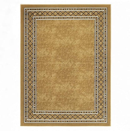 Antep Rugs Alfombras Modern Bordered 3x5 Non-Skid (Non-Slip) Low Profile Pile Rubber Backing Indoor Area Rugs (Brown, 3' x 5')