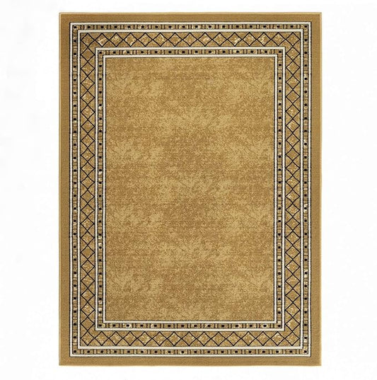 Antep Rugs Alfombras Modern Bordered 3x5 Non-Skid (Non-Slip) Low Profile Pile Rubber Backing Indoor Area Rugs (Brown, 3' x 5')