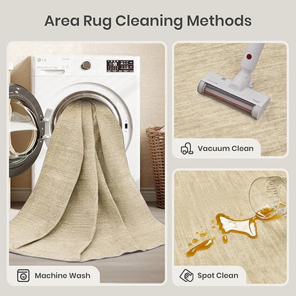 Valenrug Washable Rug 8x10 - Stain Resistant 8x10 Area Rugs for Living Room, Non Slip Backing Printed Rugs for Bedroom, Folable Machine Washable Area Rug (8'x10', Brown)