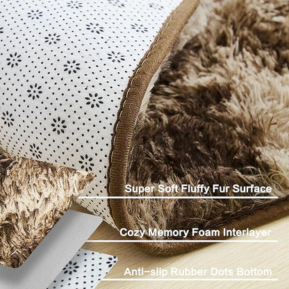 Andency Soft Area Rugs for Living Room Bedroom, 5x8 Fluffy Shaggy Bedside Rug, Non-Slip Large Shag Fuzzy Plush Carpets for Bedroom Kids Dorm Nursery Home Decor Aesthetic, Tie-Dyed Brown
