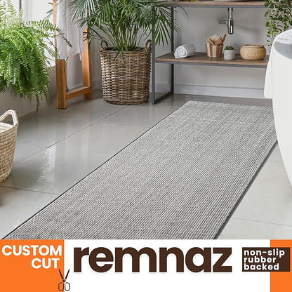 10ft Custom Cut Runner Rug for Narrow Hallways Kitchens - Striped Grey | Non-Slip & Washable | No-Fray Edge Finished