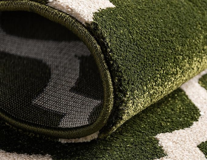 Rugs.com Lattice Collection Rug – 10 Ft Runner Dark Green Medium Rug Perfect for Hallways, Entryways