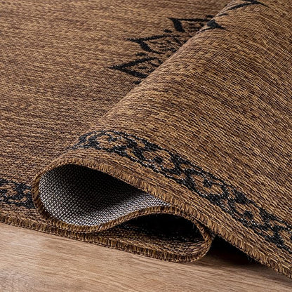 CAMILSON Outdoor Rug 6x9 Medallion Gold Modern Area Rugs for Indoor and Outdoor Patios Kitchen and Hallway Mats Washable Porch Deck Outside Carpet (Medallion Gold 6 x 9)