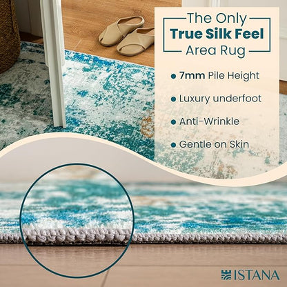 Istana 2x3 Area Rug - Green Rugs for Living Room 2x3 - Foldable Small Rugs for Bedroom - Stain Resistant Washable Rug Non Slip - Eco-Friendly Area Rugs Indoor - Easy to Clean Rug