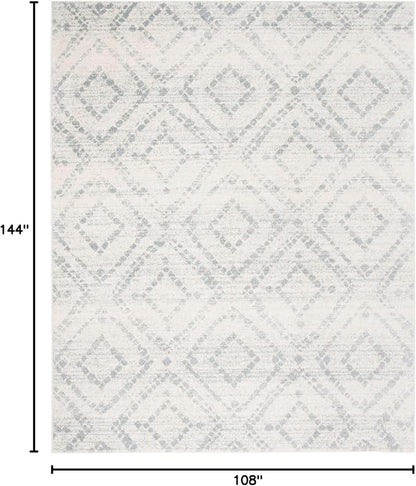 SAFAVIEH Adirondack Collection Area Rug - 9' x 12', Ivory & Light Blue, Modern Diamond Distressed Design, Non-Shedding & Easy Care, Ideal for High Traffic Areas in Living Room, Bedroom (ADR131T)