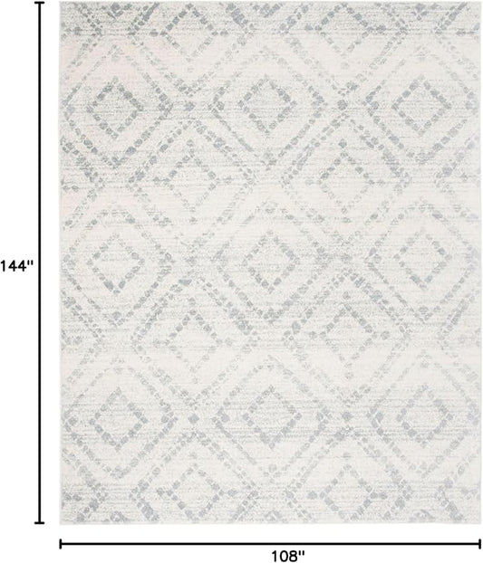 SAFAVIEH Adirondack Collection Area Rug - 9' x 12', Ivory & Light Blue, Modern Diamond Distressed Design, Non-Shedding & Easy Care, Ideal for High Traffic Areas in Living Room, Bedroom (ADR131T)