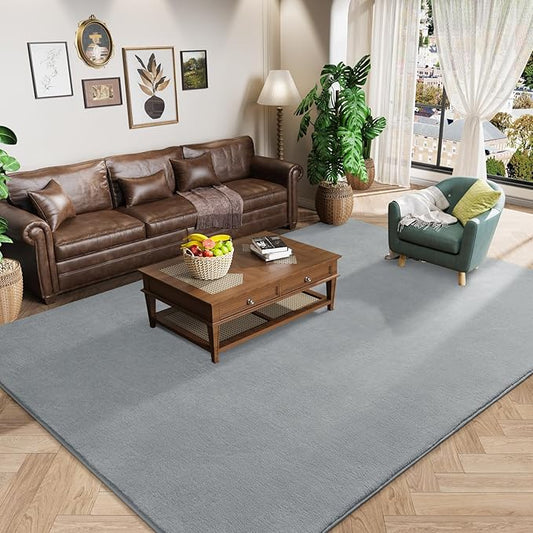 Amearea Large Modern Area Rugs for Bedroom Living Room, 6x9 Feet Grey Thickened Memory Foam Rug, Fluffy Indoor Washable Rugs Non Slip Minimalist Carpet for Boys Girls Dorm Nursery Room Decor