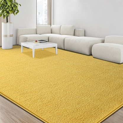Large Area Rugs for Living Room Bedroom, 6x9 Feet Yellow Rug, Minimalist Modern Shag Rug, Soft Thick Comfy Memory Foam Indoor Carpet, Non-Slip Washable Rug for Boys Girls Dorm Nursery Room Home Decor