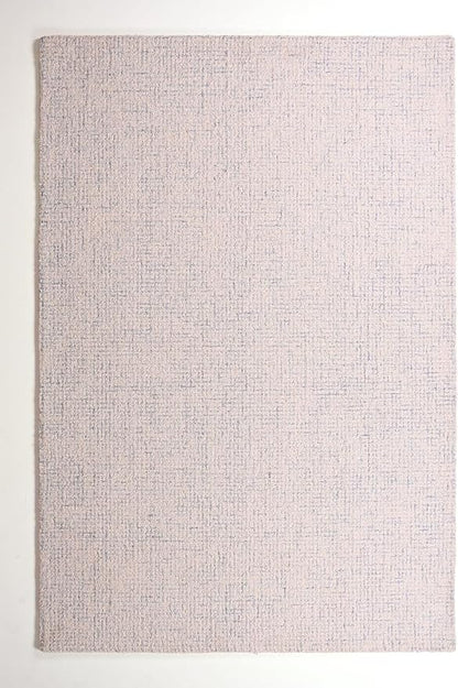 Hand-Tufted 100% Wool Pile Area Rug – Geometric Textured Grid Check Pattern – Thick and Durable Floor Carpet for Bedroom, Living Room, Kids Room, and Dining Area (Ivory Blue, 6' x 6')